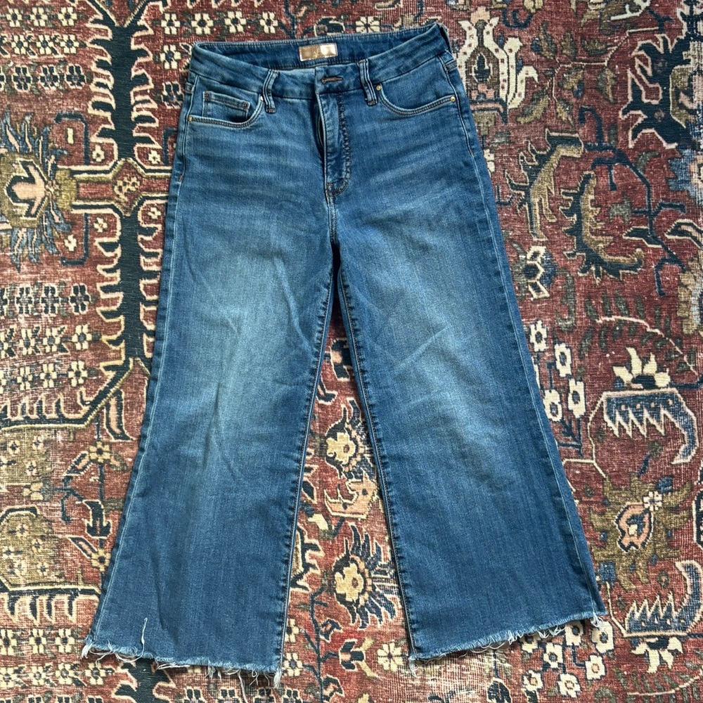 KUT FROM THE KLOTH Flare “Meg Fab Ab” Wide Leg Blue Jeans (Petite!) - Picture 3 of 15